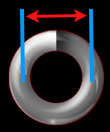 a coil with lines and arrows signaling where the mean diameter is