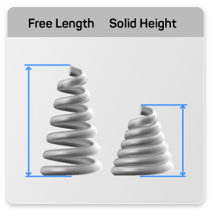 compressed conical spring next to a spring at free length