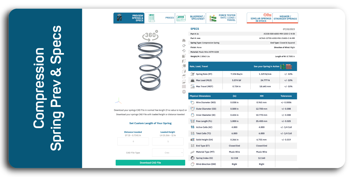 custom compression spring creator product page
