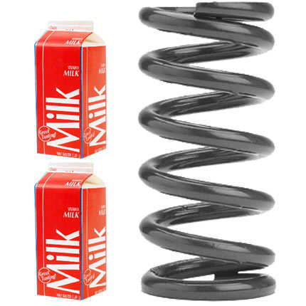 large compression spring compared to two stacked milk cartons